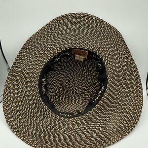 Scala brown and black wide brim Woven Hat